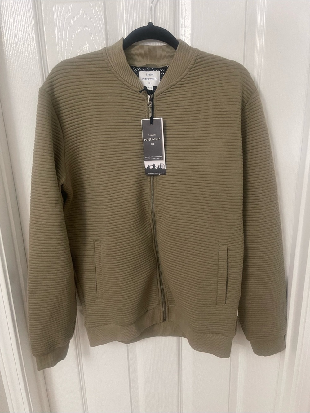 London Peter Werth Men's Olive Ribbed Zip Jacket Size L